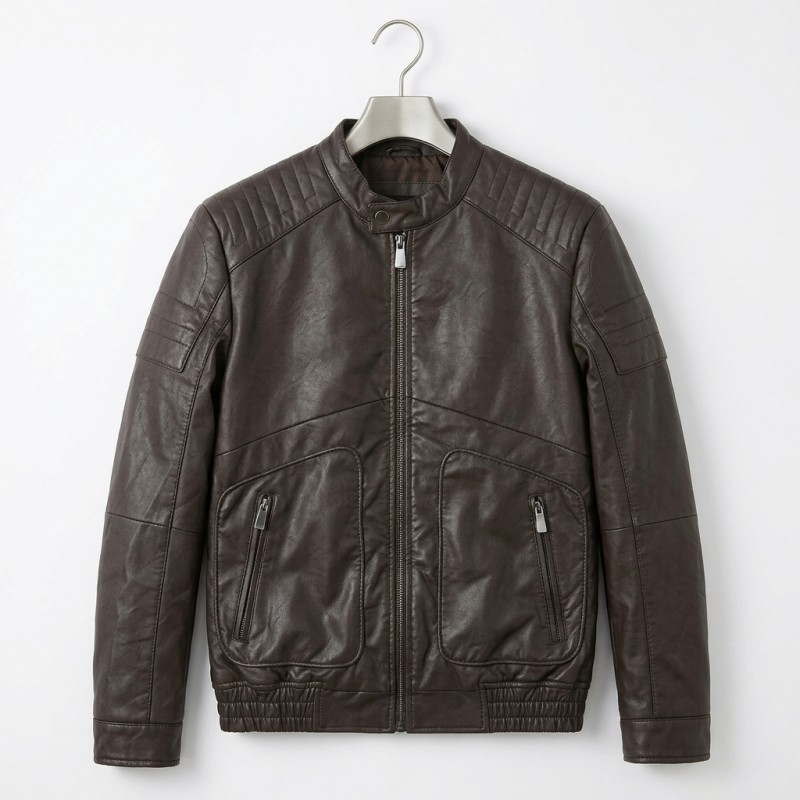 Men Pu LEATHER Washed JACKET